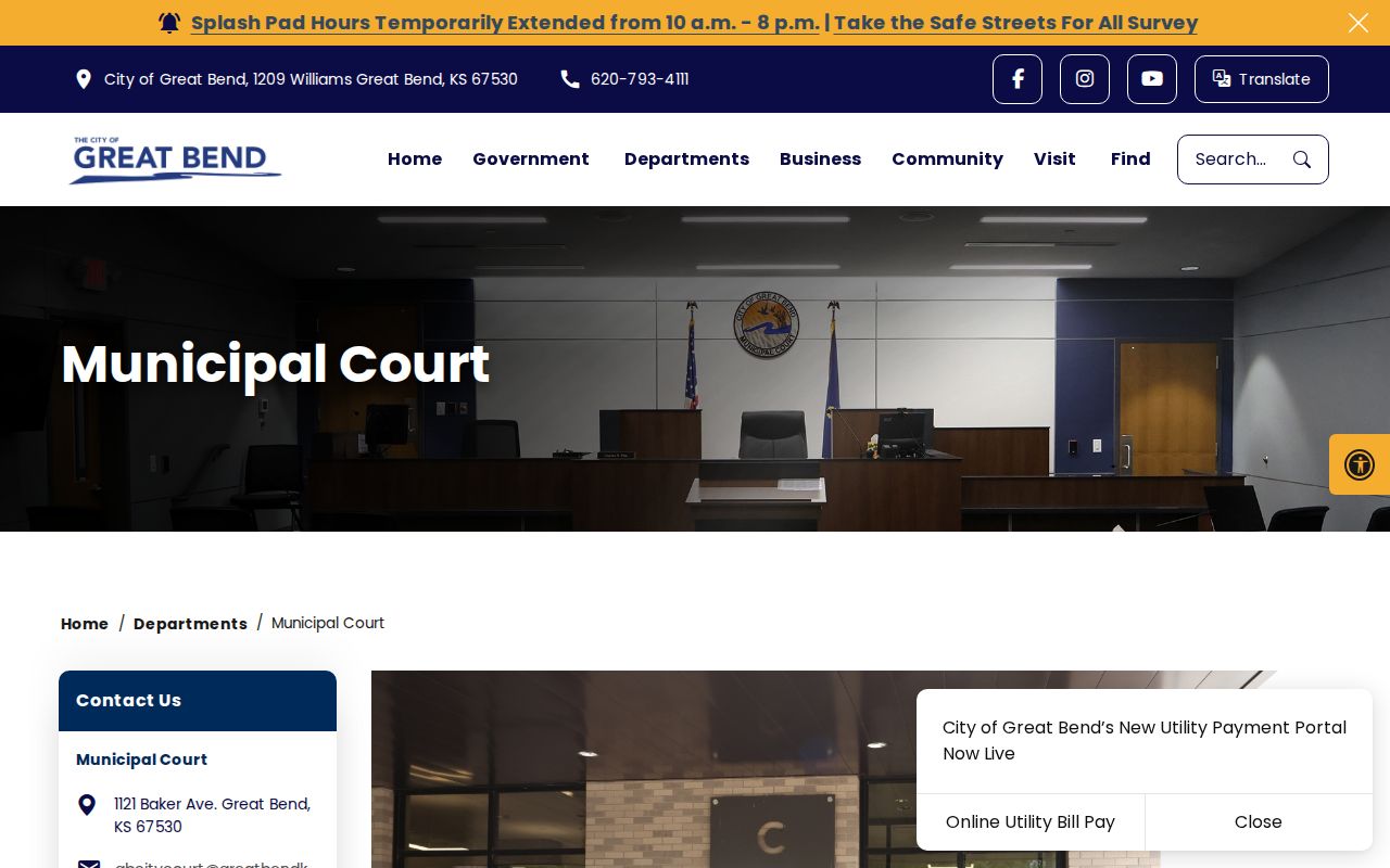 Great Bend Municipal Court traffic record and schedule information
