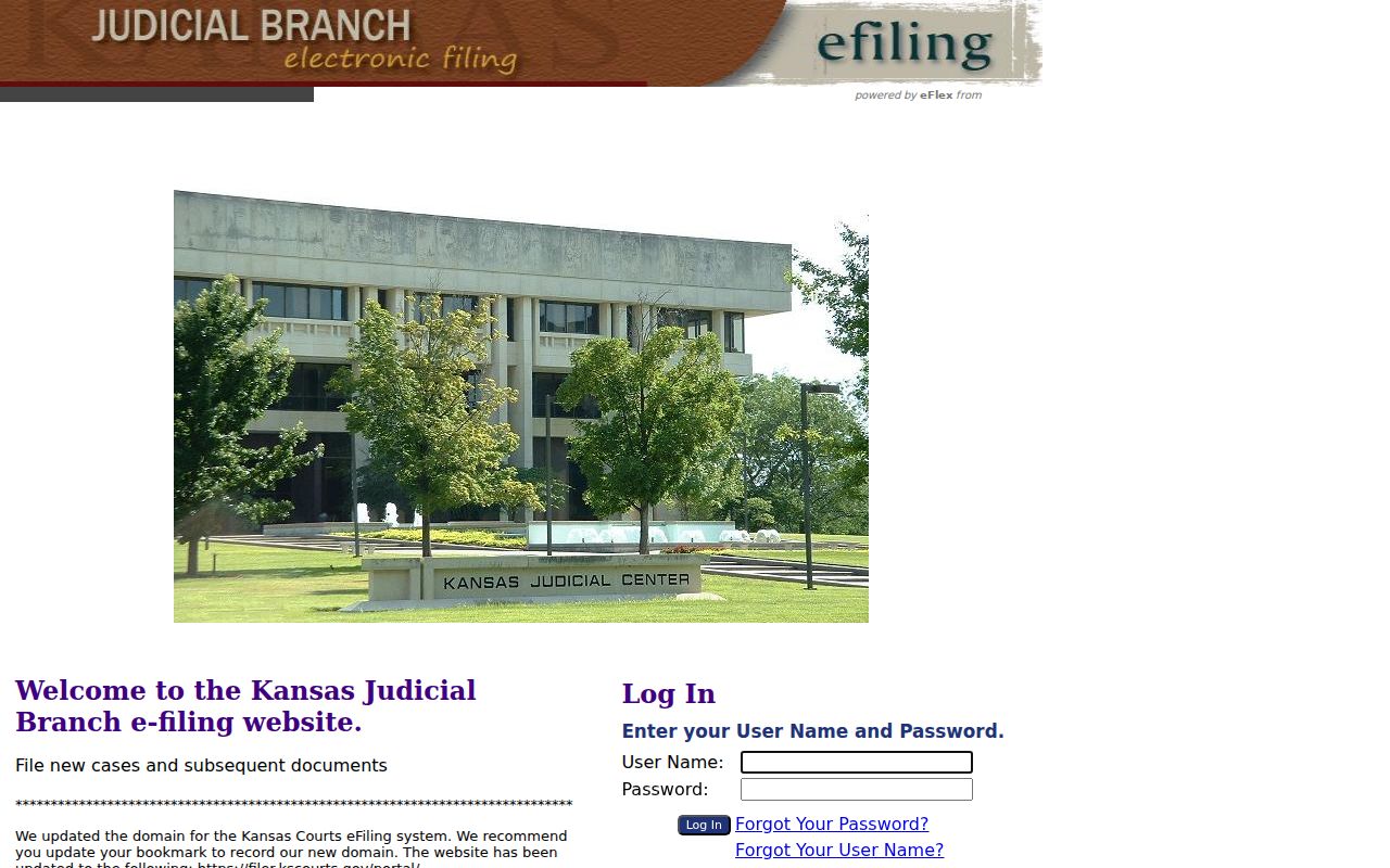 Kansas Judicial Branch eFlex electronic filing portal