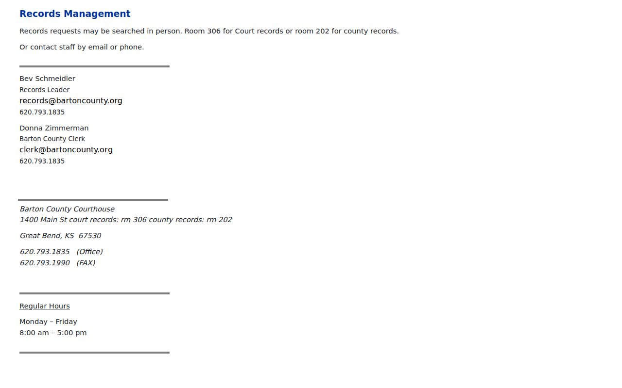 Barton County courthouse records request and access information